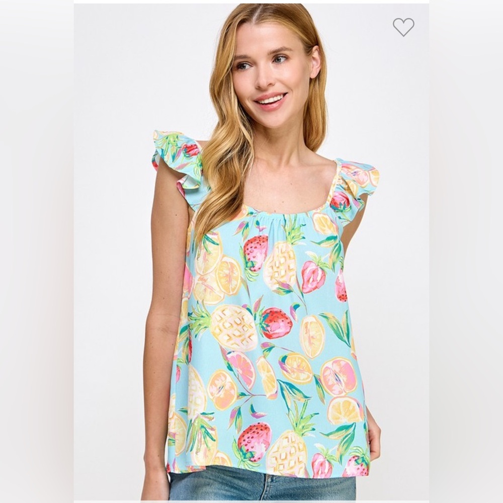 The Carmen Strawberry Print Top